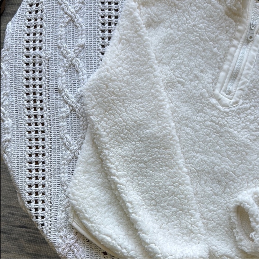 Wallflower Cozy White Sherpa Half-Zip Sweater - Picture 6 of 10